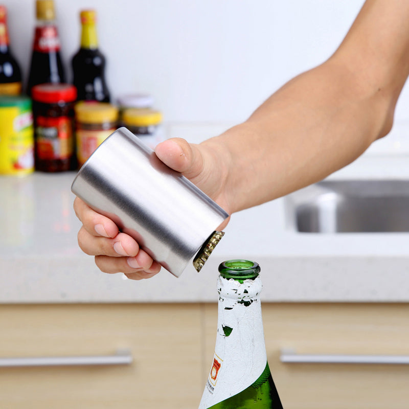 Magnetic Automatic Beer Bottle Cap Opener Push Down NI Opener Gifts