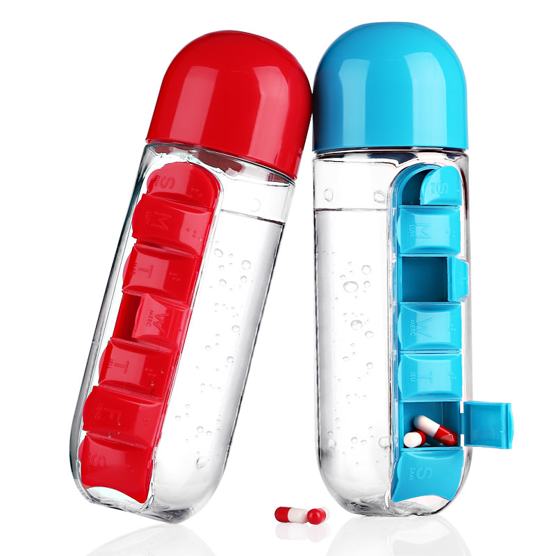 Water Bottle With Pill Box Organizer - Goodie Gift Shop